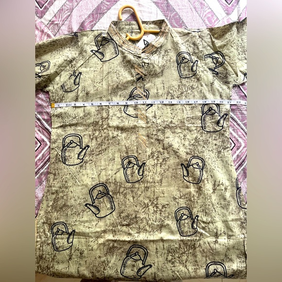 Sage green printed kurta - Picture 2 of 3